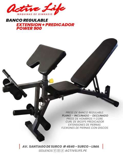 BANCO REGULABLE + EXTENSION + PREDICADOR  POWER  900